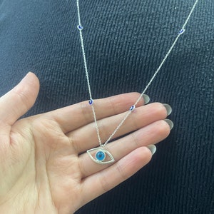 Men evil eye necklace, silver eye necklace, eye chain necklace, women eye necklace, silver necklace, chain necklace , women jewelry