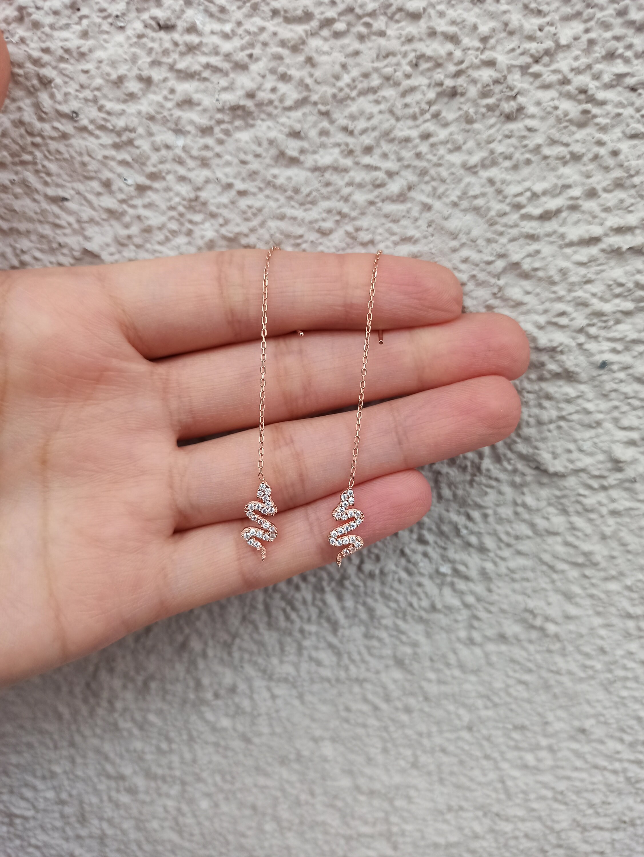 Snake Chain Earrings Snake Earring Drop Earrings Snake Etsy