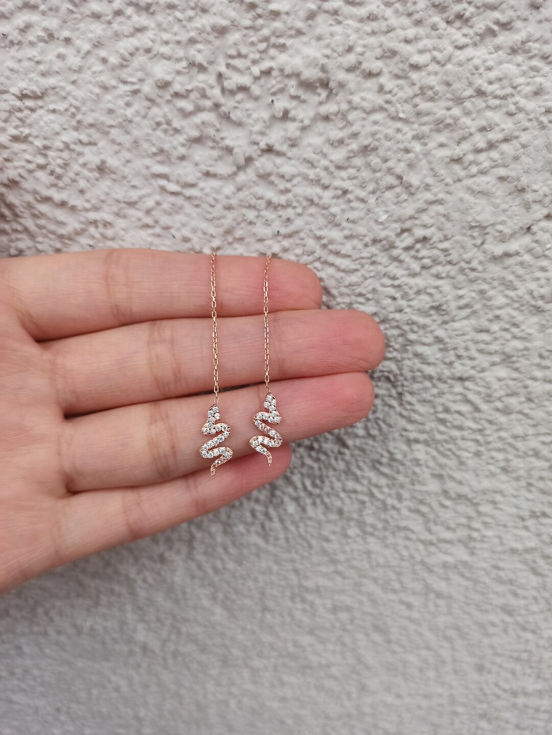Snake Chain Earrings, Snake Earring, Drop Earrings, Snake Silver