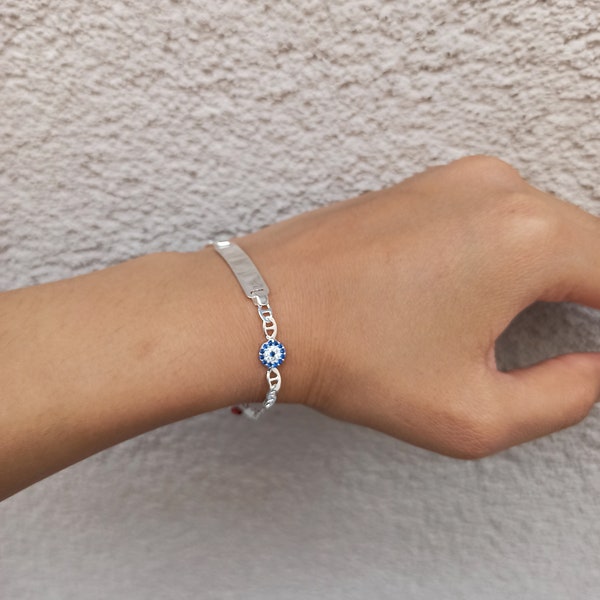 Personalized bracelet, name bracelet, evil eye bracelet, silver evil eye bracelet, name evil eye bracelet
