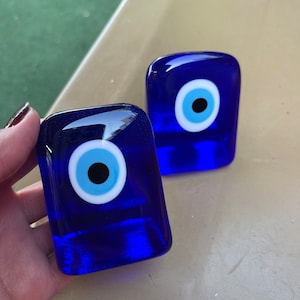 Blue evil eye desktop ornament, glas desktop ornament, office decoration, boho gift, table desktop ornament