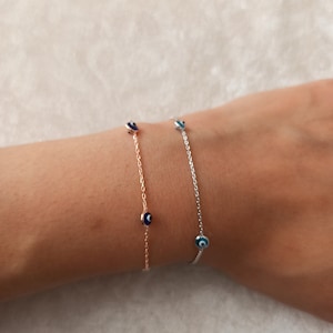evil eye bracelet, chain eye bracelet, dainty chain bracelet, silver minimalist bracelet, blue evil eye bracelet, bracelet, gift bracelet