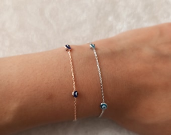 evil eye bracelet, chain eye bracelet, dainty chain bracelet, silver minimalist bracelet, blue evil eye bracelet, bracelet, gift bracelet