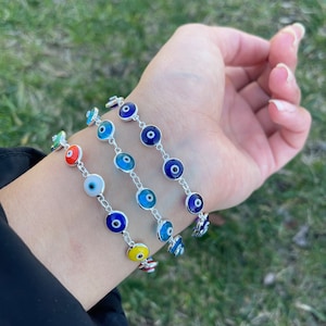 Auge Armband, Silber Auge Armband, Armband, Auge Armband, zierliches Armband, Silber Schmuck, Bettelarmband