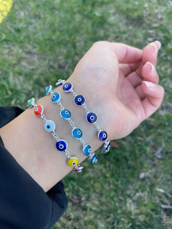 Bracelets Mauvais œil, Bracelet De Perles Mauvais œil | Bracelet Bijoux Porte-bonheur,Bracelets De Perles D'oeil Bleu Pour Hommes Femmes, Bijoux De Bracelet élégants, Bracelet De Chaîne De Poignet