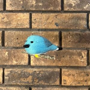 Blue Bird Ornament Sitting Limb Needle Felted Wool Gift Her Mother Sister Housewarming Creative Natural Outdoor Bird Primitive Farmhouse