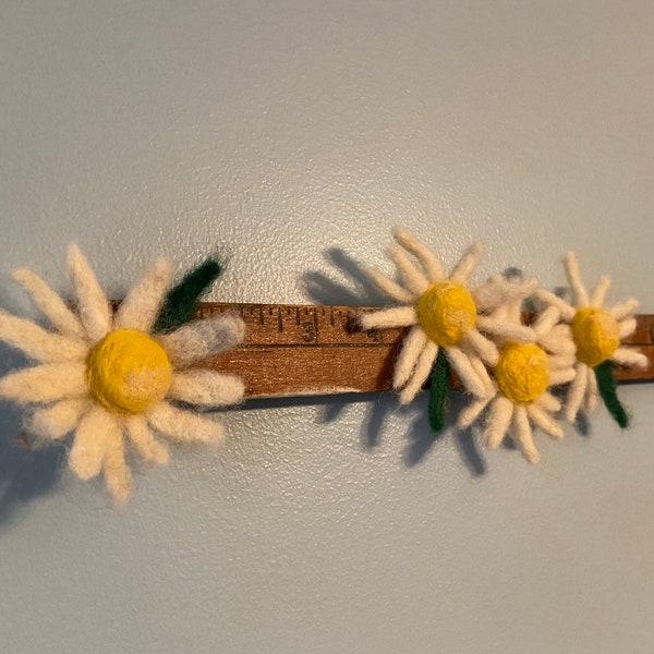 A "Yard" Full of Daisies Handmade Flowers Antique Yardstick Wall Hanging Primitive Gift Her Unique Housewarming Pun Silly Farmhouse Decor