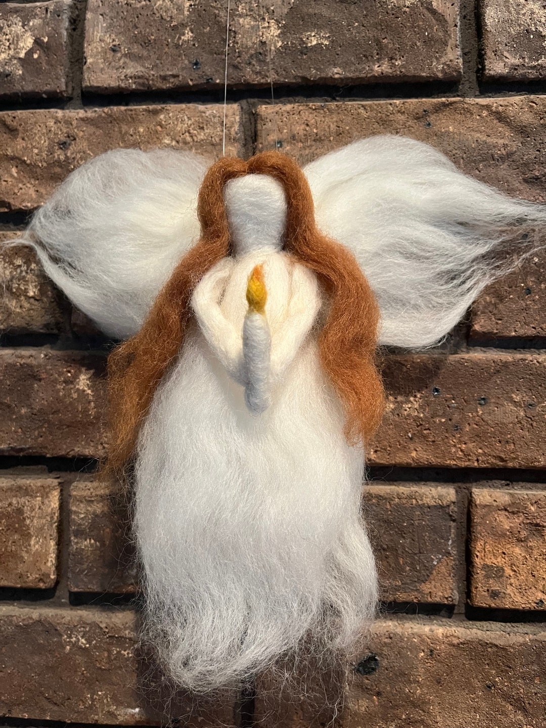 Wispy Wool Angel With a Candle Ornament 100 Wool Roving Etsy