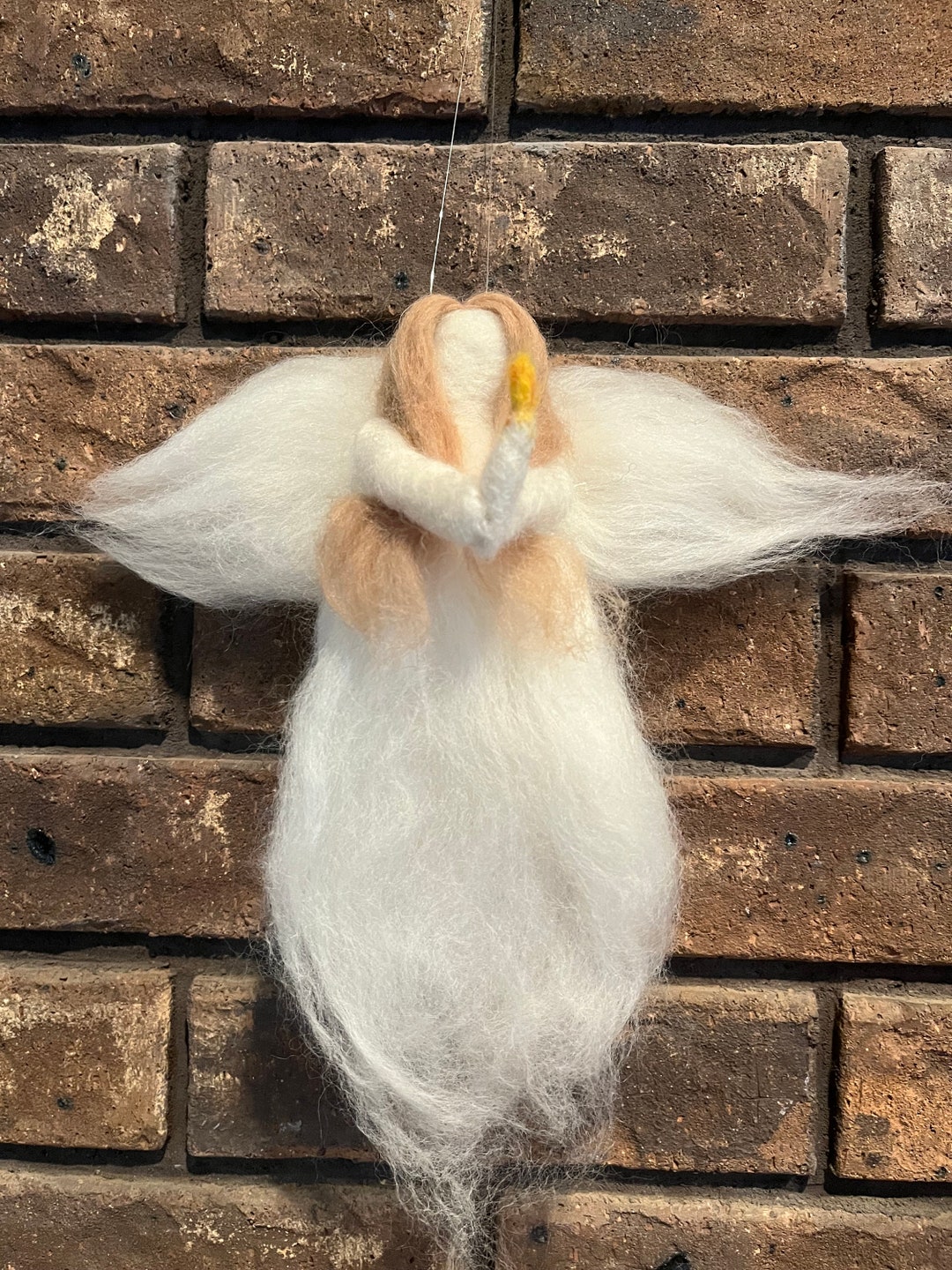 Wispy Wool Angel With a Candle Ornament 100 Wool Roving Etsy