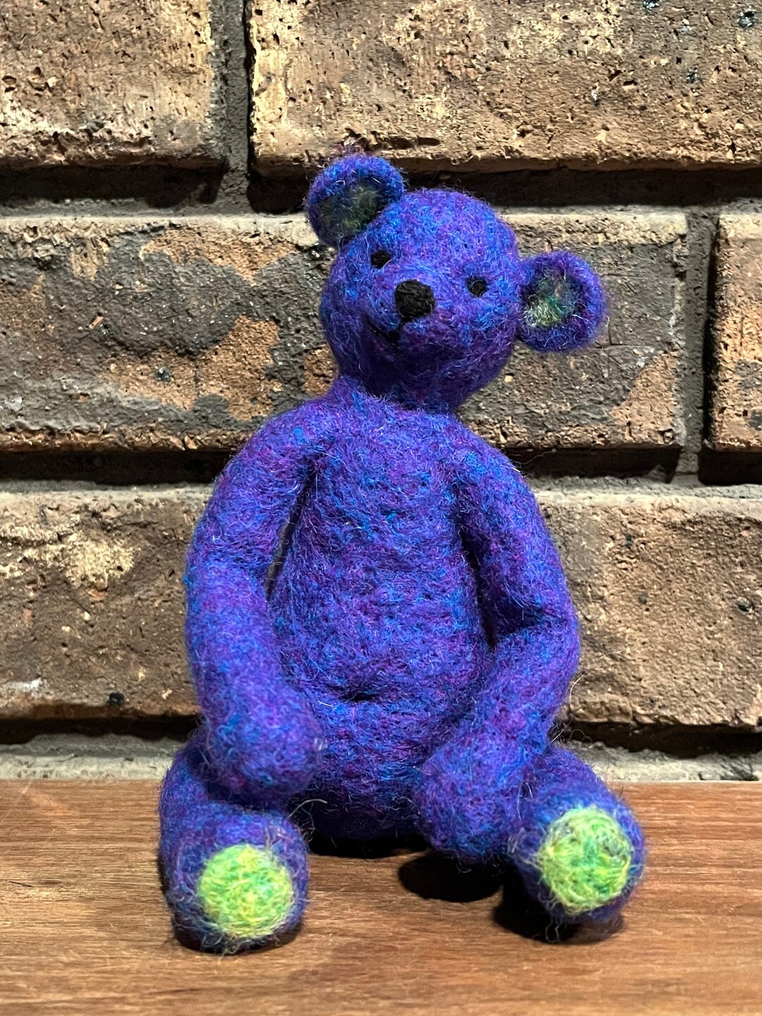 Miniature Teddy Bear Blue Handmade Needle Felted Homespun Wool Gift Her — free download