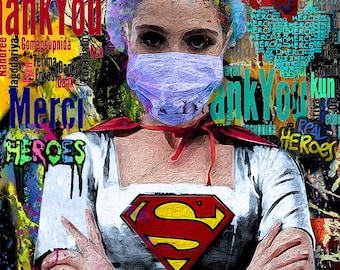 SUPER HEROS NURSE interior decoration, digital art, giclee printing, digital art.