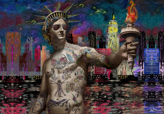 Dream New Freedom  Décoration d'intérieur,statue de la Liberté ,Digital art, Impression , art numérique,tableau