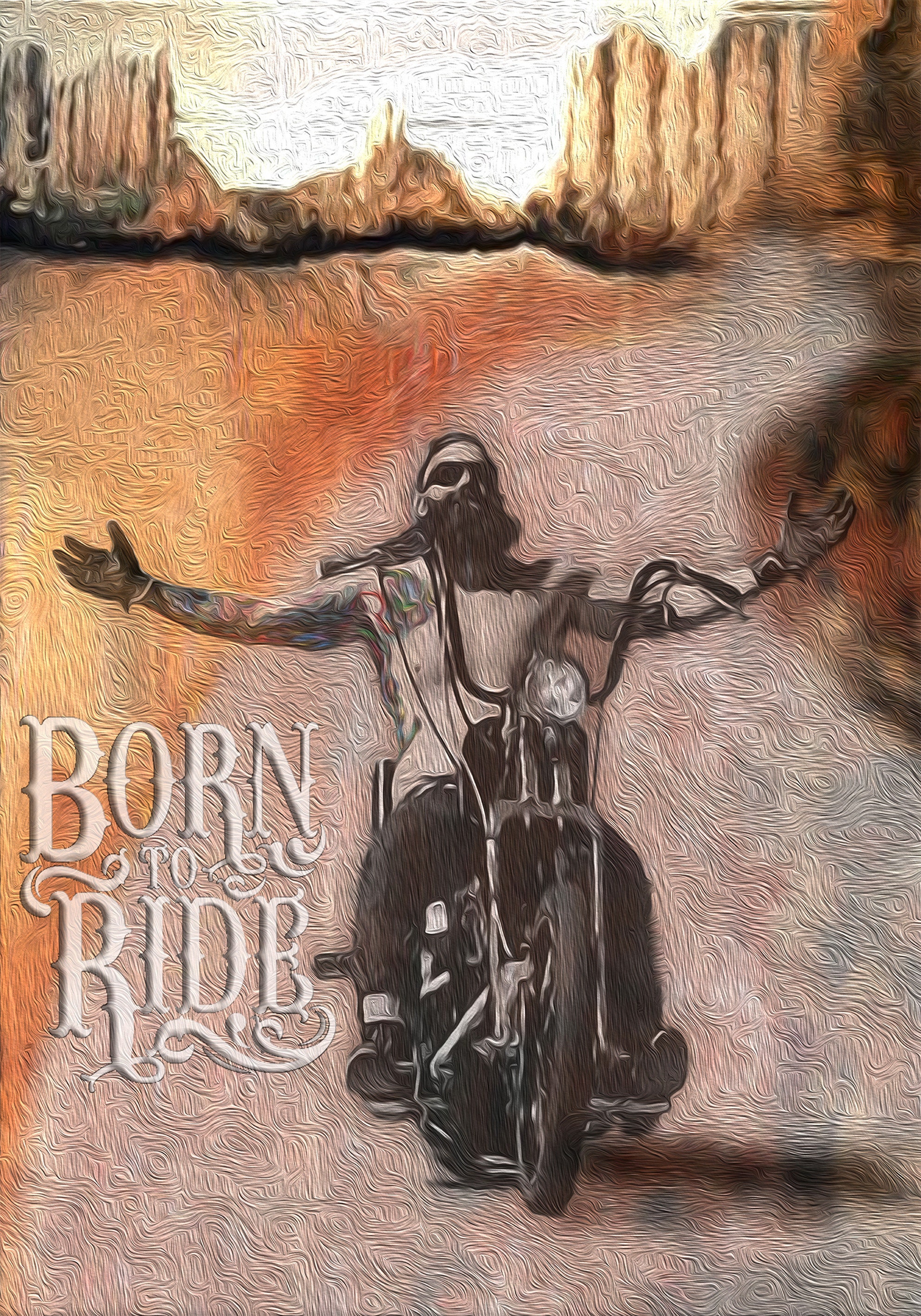 Biker Born To Ride Décoration d'intérieur, Digital Art, Impression Giclee, Art Numérique.