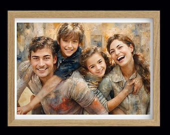 Cuadro conmemorativo de acuarela personalizado a partir de foto, retrato de recuerdo, regalo para abuelos, regalo de condolencia.