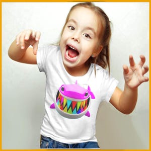 Disney Shirt Kinder T-Shirt - Großer bunter Cartoon-Hai Lustiges und originelles T-Shirt für Jungen und Mädchen