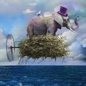 Moderne kunstposter met olifanten, gedrukt op kunstpapier, voor wanddecoratie, huisdecoratie, olifant, droom.