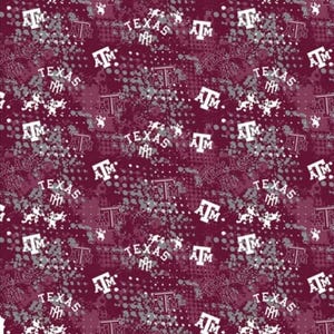 Texas A&M Aggies Paint Splatter Cotton Fabric 1/2 Yard