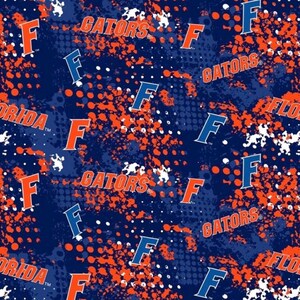Florida Gators Paint Splatter Cotton Fabric 1/2 Yard