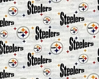 Pittsburgh Steelers Cotton Fabric White - 1/2 Yard Steeler Nation