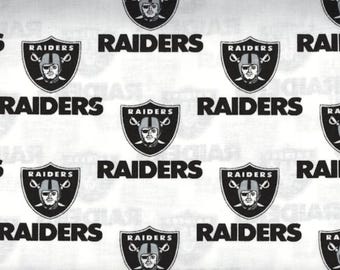 Las Vegas Raiders White Cotton Fabric (1/2 Yard)