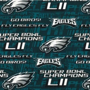 Philadelpia Eagles ‘Fly Eagles Fly’ Super Bowl 52 Champions Cotton Fabric - 1/2 Yard