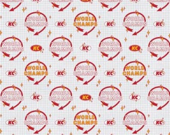 Kansas City Chiefs World Champs Cotton Fabric - 1/2 yard