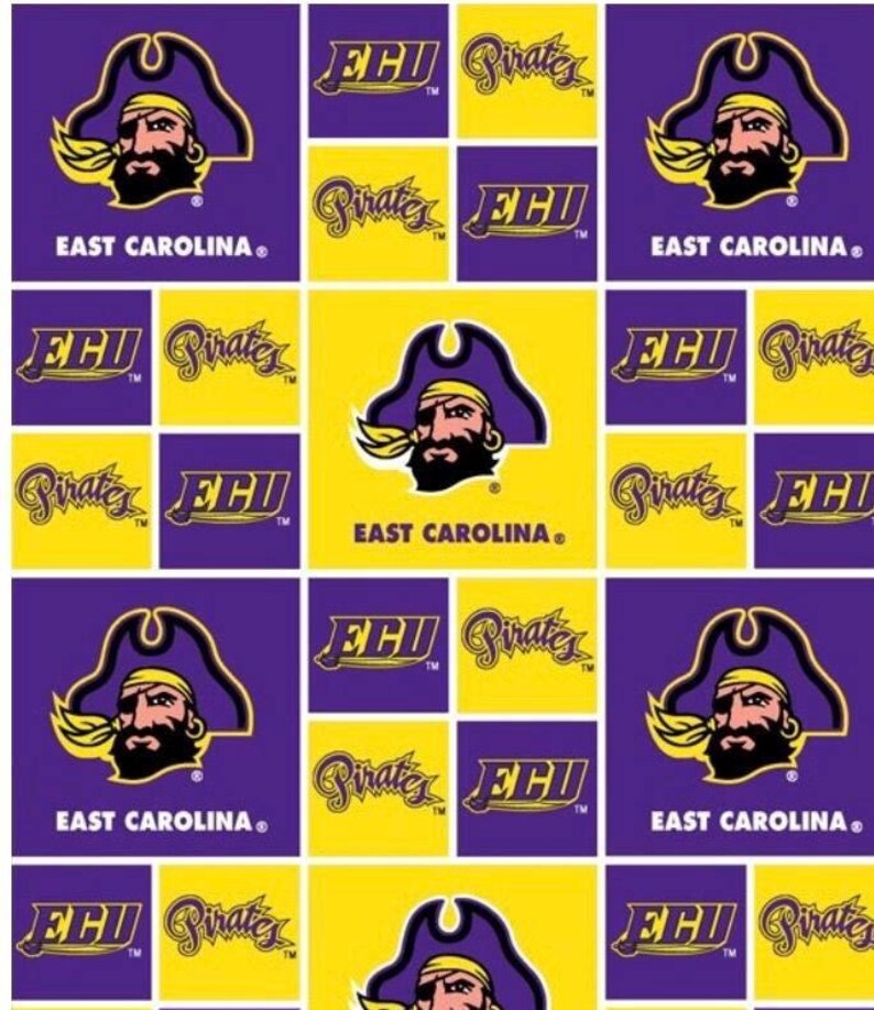 East Carolina University ECU Vintage Pirate Peedee Cotton Fabric - 1/2 ...