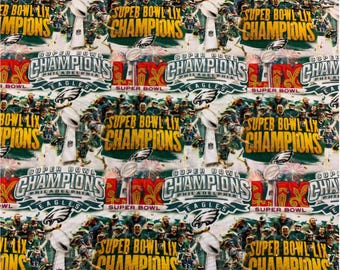 Philadelphia Eagles Super Bowl LIX Champions Cotton Fabric - 1/2 Yard