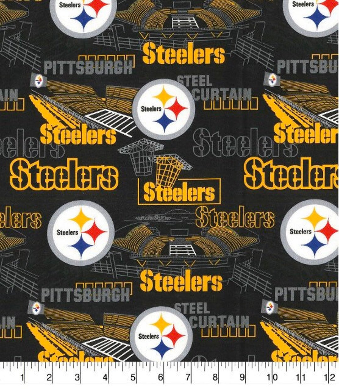 NFL Pittsburgh Steelers Cotton Fabric Stadium 15 - Etsy