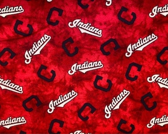 Cleveland Indians Red Flannel Cotton Fabric - 1/2 Yard