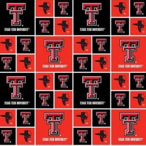 Texas Tech University Red Raiders Box Cotton Fabric - 1/2 Yard