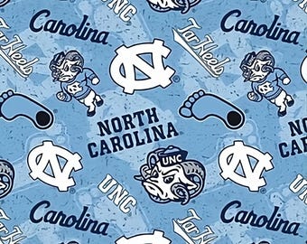 University of North Carolina Tarheel UNC Cotton Fabric - 1/2 Yard