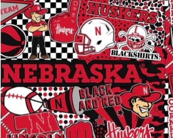 University of Nebraska Huskers Pop Graffiti Cotton Fabric - 1/2 Yard