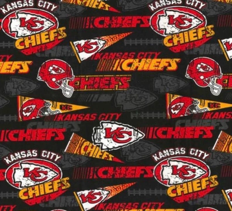 Kc Chiefs Pattern Kansas City Chiefs Retro Cotton Fabric - 1/2 Yard - Etsy