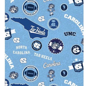 University of North Carolina Tarheel Home State 100% Cotton Fabric - 1/2 yard