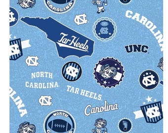 University of North Carolina Tarheel Home State Cotton Fabric - 1/2 yard