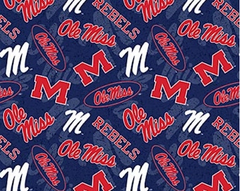 Mississippi Ole Miss Rebels Cotton Fabric Tone on Tone - 1/2 Yard