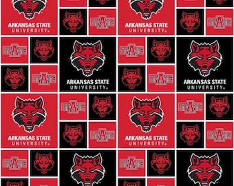 Arkansas State Red Wolves Box Design Cotton Fabric 1/2 Yard