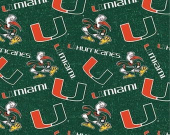 Miami Hurricanes Tone on Tone Cotton Fabric - 1/2 Yard