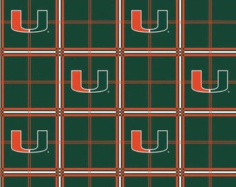 Miami Hurricanes Flannel Cotton Fabric - 1/2 Yard
