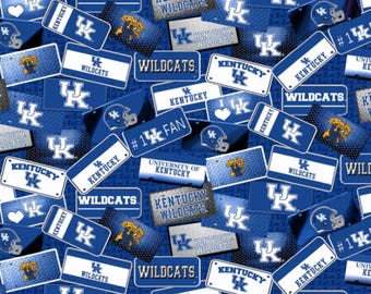 University of Kentucky Wildcats License Plate Cotton Fabric - 1/2 Yard