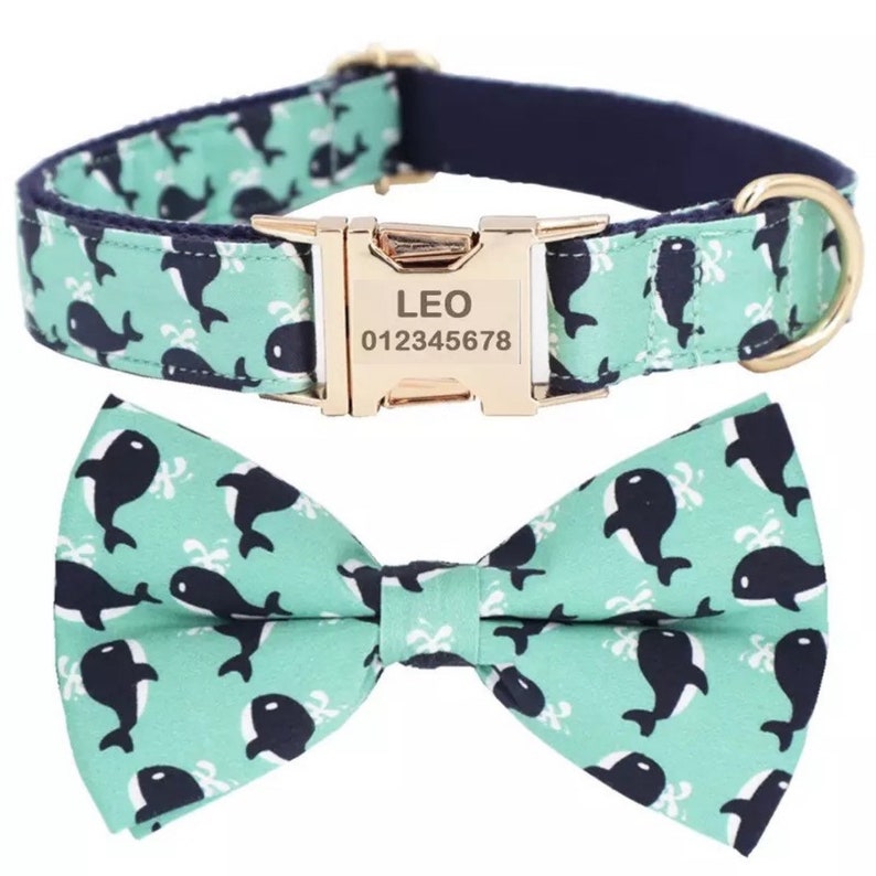 Personalized Dog Collar Boy Boy Dog Collar Bowtie Cute Dog Etsy