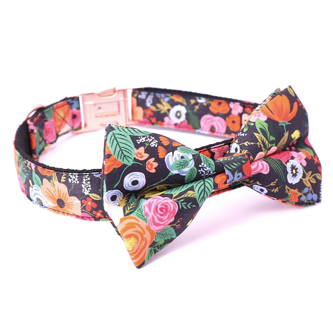 Personalized Dog Collar Flower Bow Female Dog Collar Girl Etsy