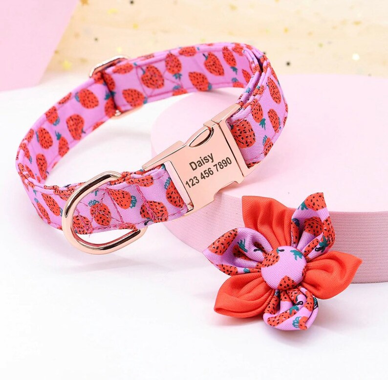 Personalized Dog Collar Flower dog collar bow Cute Dog Etsy