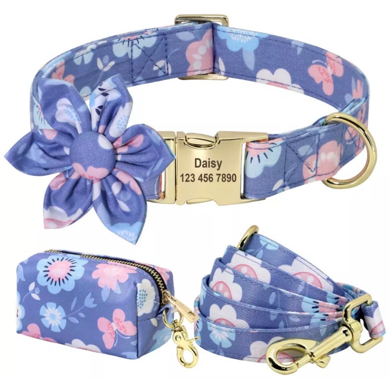 Personalize Dog Collar for Girl Floral Dog Flower Bow Collar Etsy