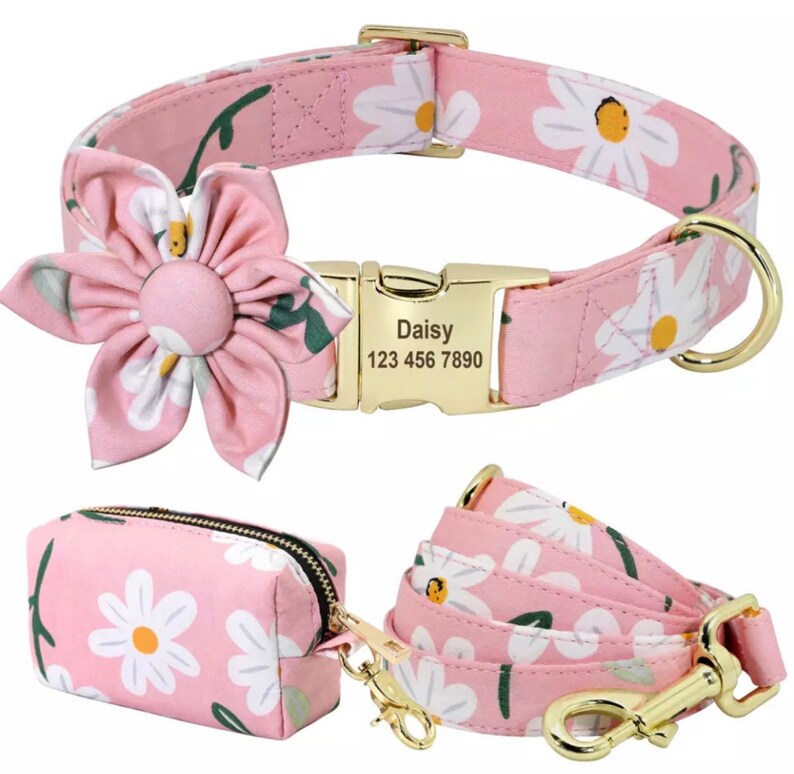 Personalize Dog Collar for Girl Floral Dog Flower Bow Collar Etsy