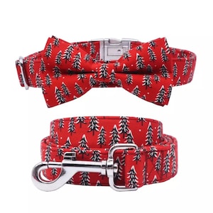 Personalized Dog Collar, Christmas Dog Bowtie, Dog Holiday Gift, Dog Collar Engraved, Boy Dog Collar, Puppy Christmas Collar