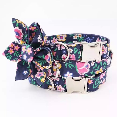 Personalized Dog Harness and Leash Set Girl Dog Collar Bow Etsy