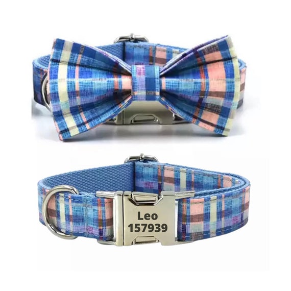 Personalize Dog Collar Name Blue Pet Collar Boy Dog Collar