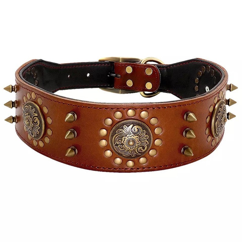 Leather Dog Collar Studded Leather Dog Collar for Boys Etsy